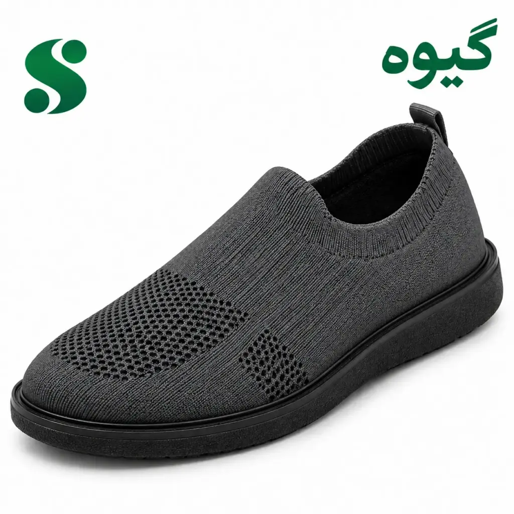کفش مردانه بافتی گیوه طوسی سیر (40-45) 12 زوجی